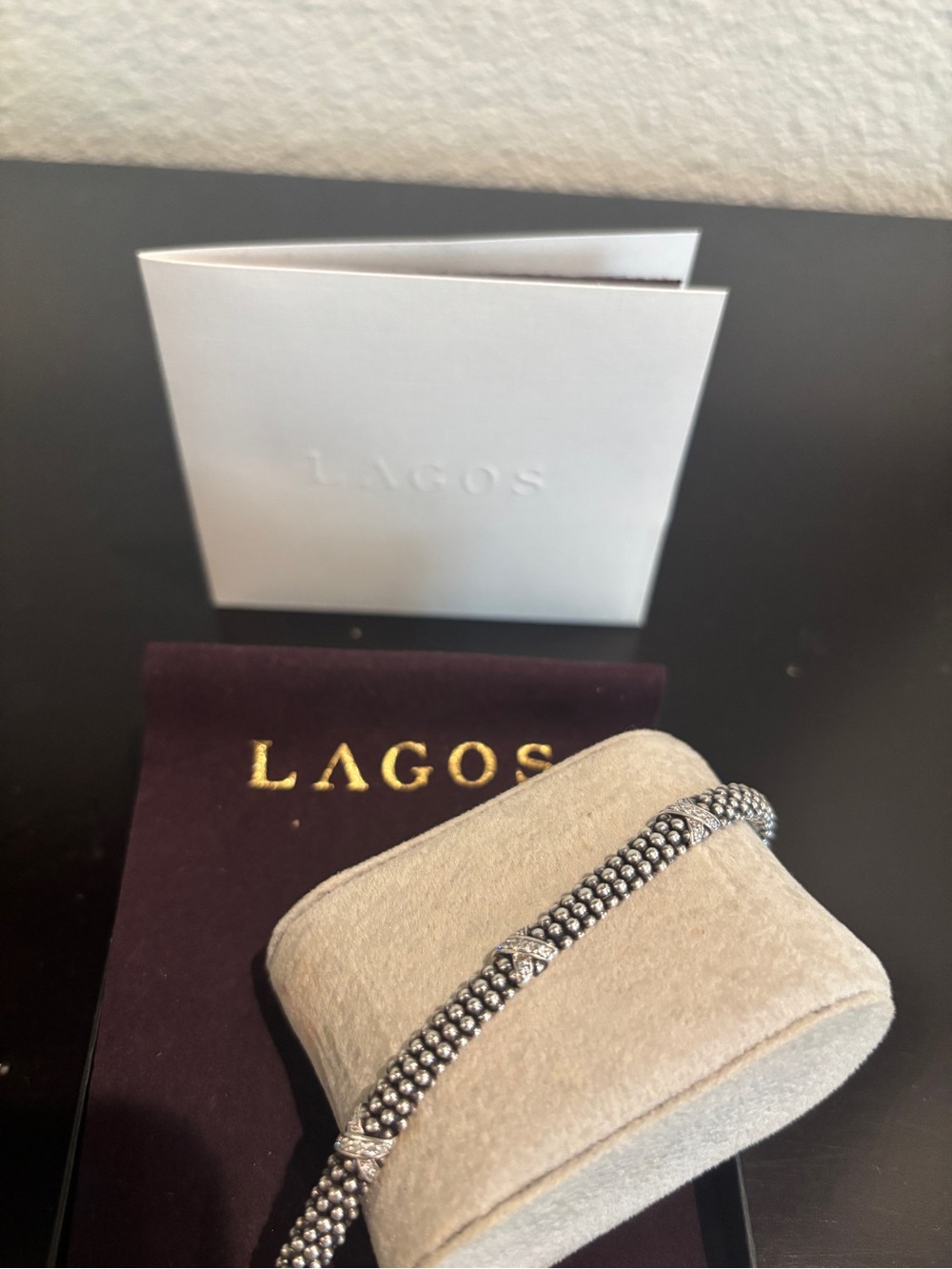 LAGOS Embrace Three Station Silver X Diamond Bracelet 6mm